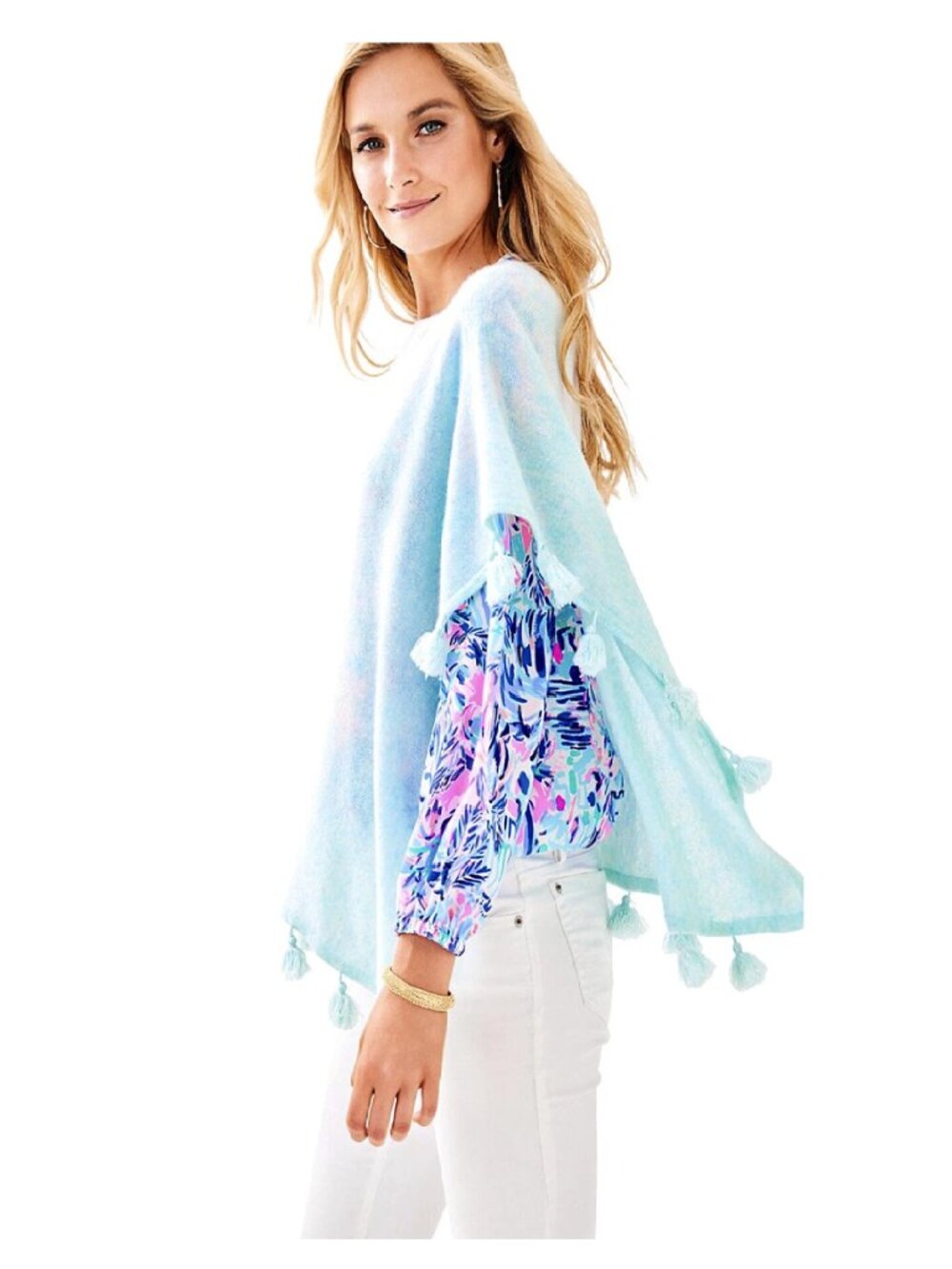 Lilly Pulitzer NWT Kenzy Cashmere Wrap Serene Tint Heather $248